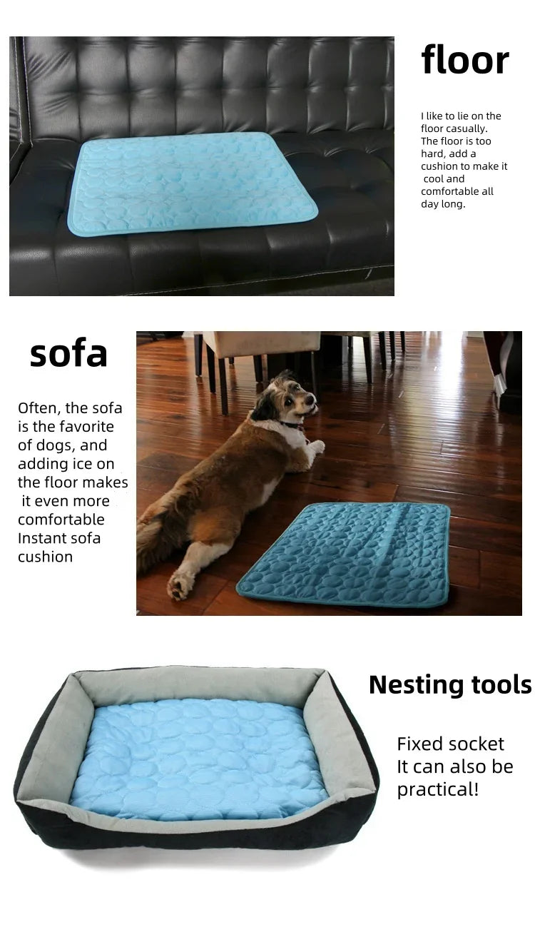 Pet Cooling Mat — Self-Cooling Gel Pad for Dogs & Cats, Pressure-Activated, Washable, Multiple Sizes