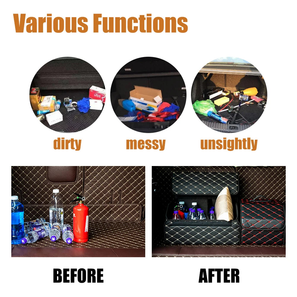 Collapsible Car Trunk Organizer — Foldable Storage Box with Lid for SUV, Car & Truck Cargo