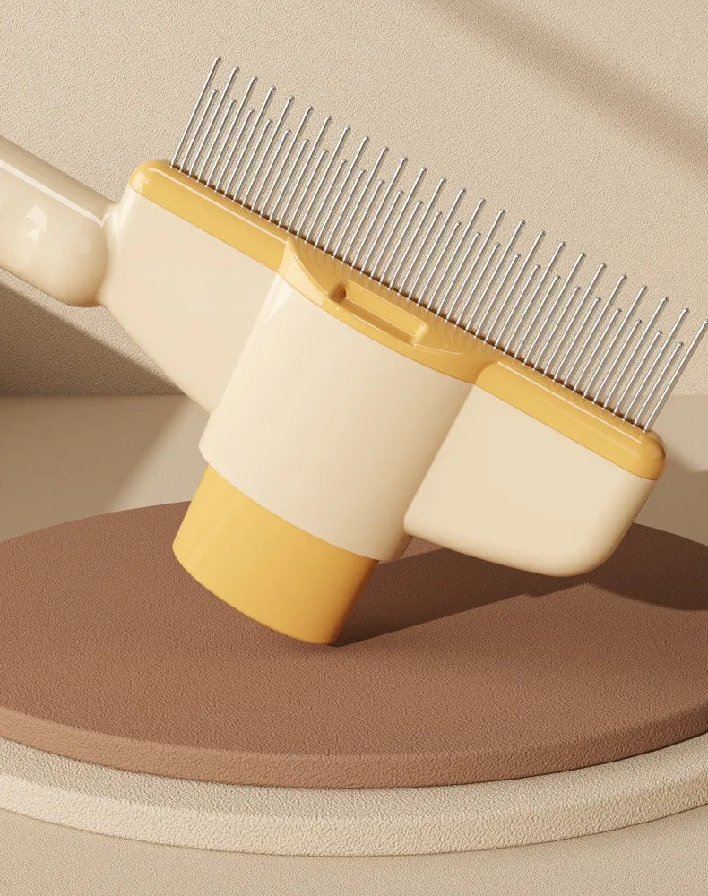 Self-Cleaning Dog & Cat Brush — Deshedding Slicker Grooming Brush with One-Click Hair Release
