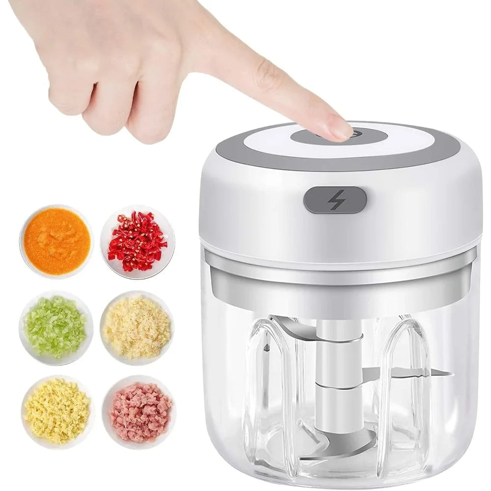 Electric Garlic Chopper — Mini USB Rechargeable Food Processor for Garlic, Onion, Veggies & Nuts