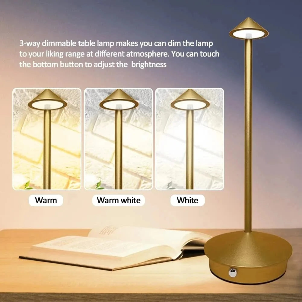 Rechargeable Table Lamp — Dimmable Cordless LED Bedside Lamp with Touch Control, for Bedroom & Dining