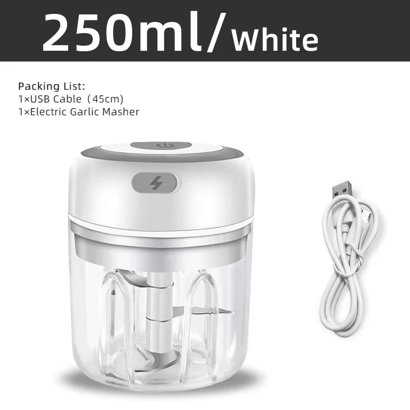Electric Garlic Chopper — Mini USB Rechargeable Food Processor for Garlic, Onion, Veggies & Nuts