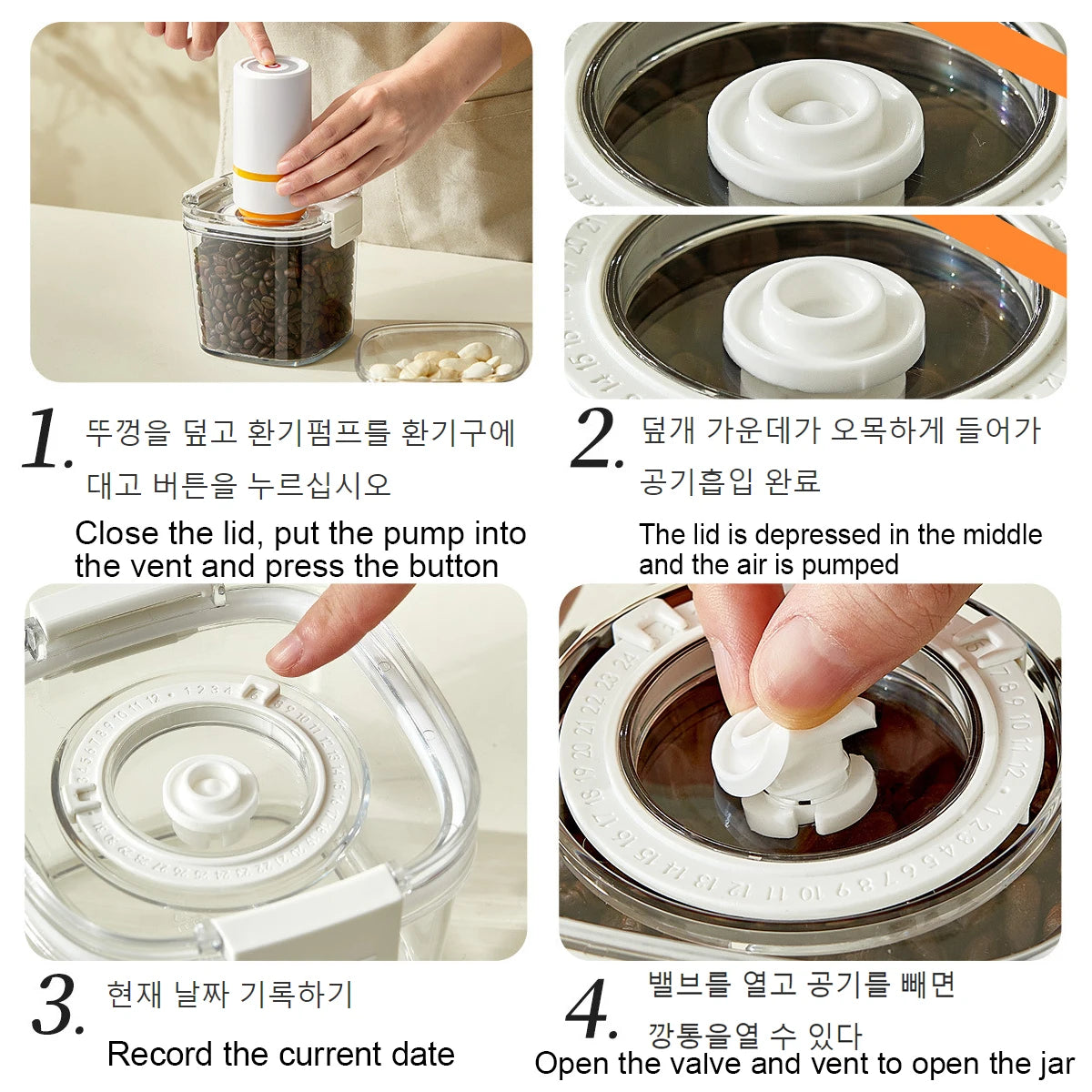 Vacuum-Sealed Coffee Canister — Airtight Stainless Steel Storage Container for Coffee Beans & Grounds