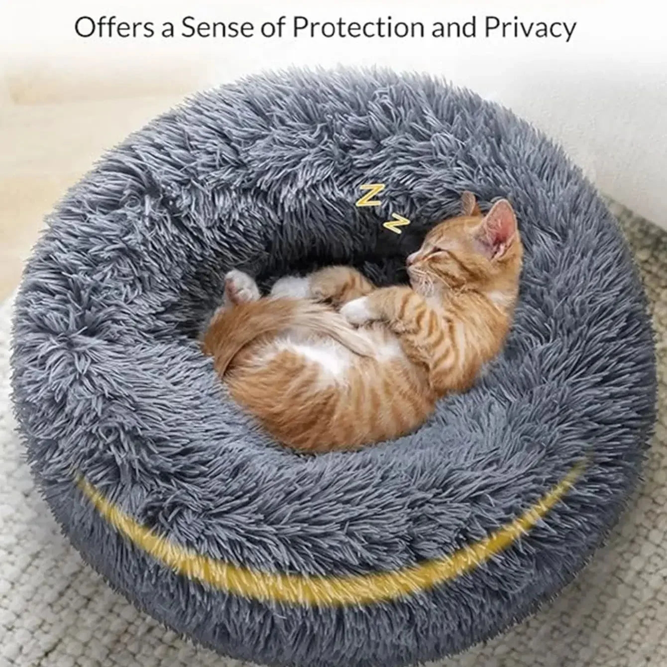 Calming Donut Dog Bed — Super Soft Plush Anti-Anxiety Pet Bed for Cats & Dogs, Multiple Sizes