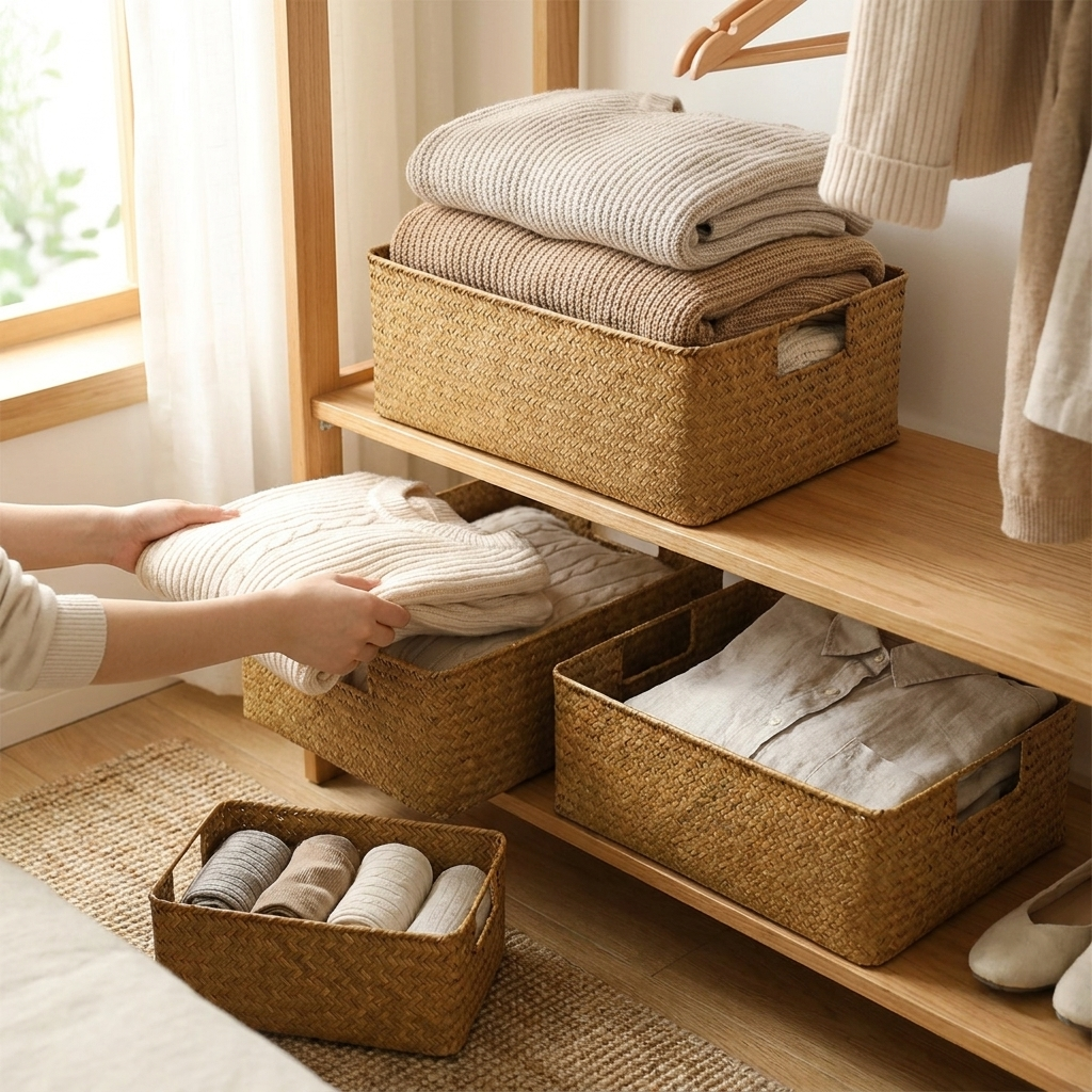 Seagrass Woven Basket lifestyle