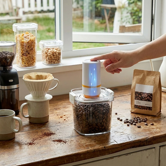 Vacuum Sealed Coffee Bean Jar lifestyle